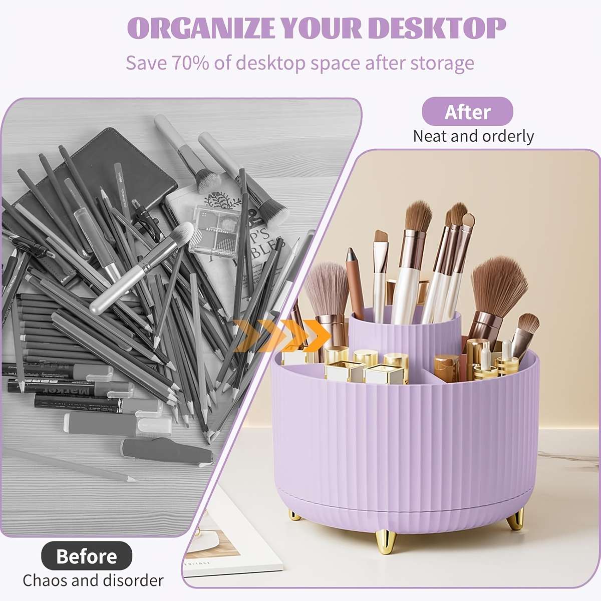 Rotating Desktop Storage Rack 5 Slot Pencil Holder