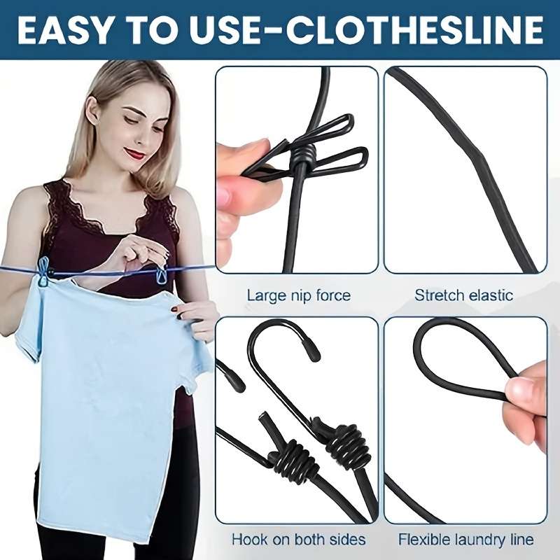 Retractable Portable Clothesline With 12 Clothespins