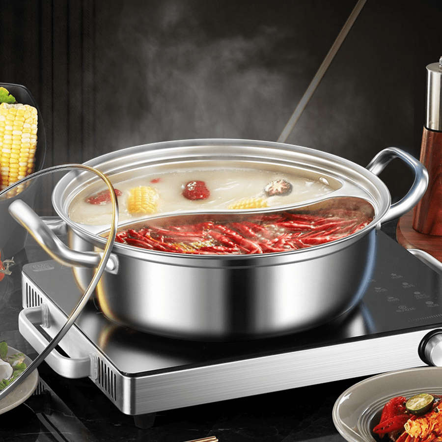 Stainless Steel Double Flavor Hot Pot With Lid