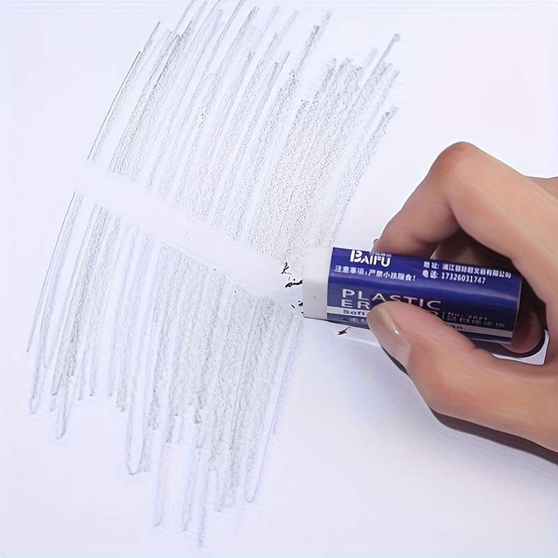 4-Pack White 2B Plastic Rectangular Erasers