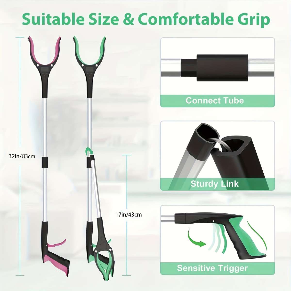 Ergonomic foldable telescopic grab tool