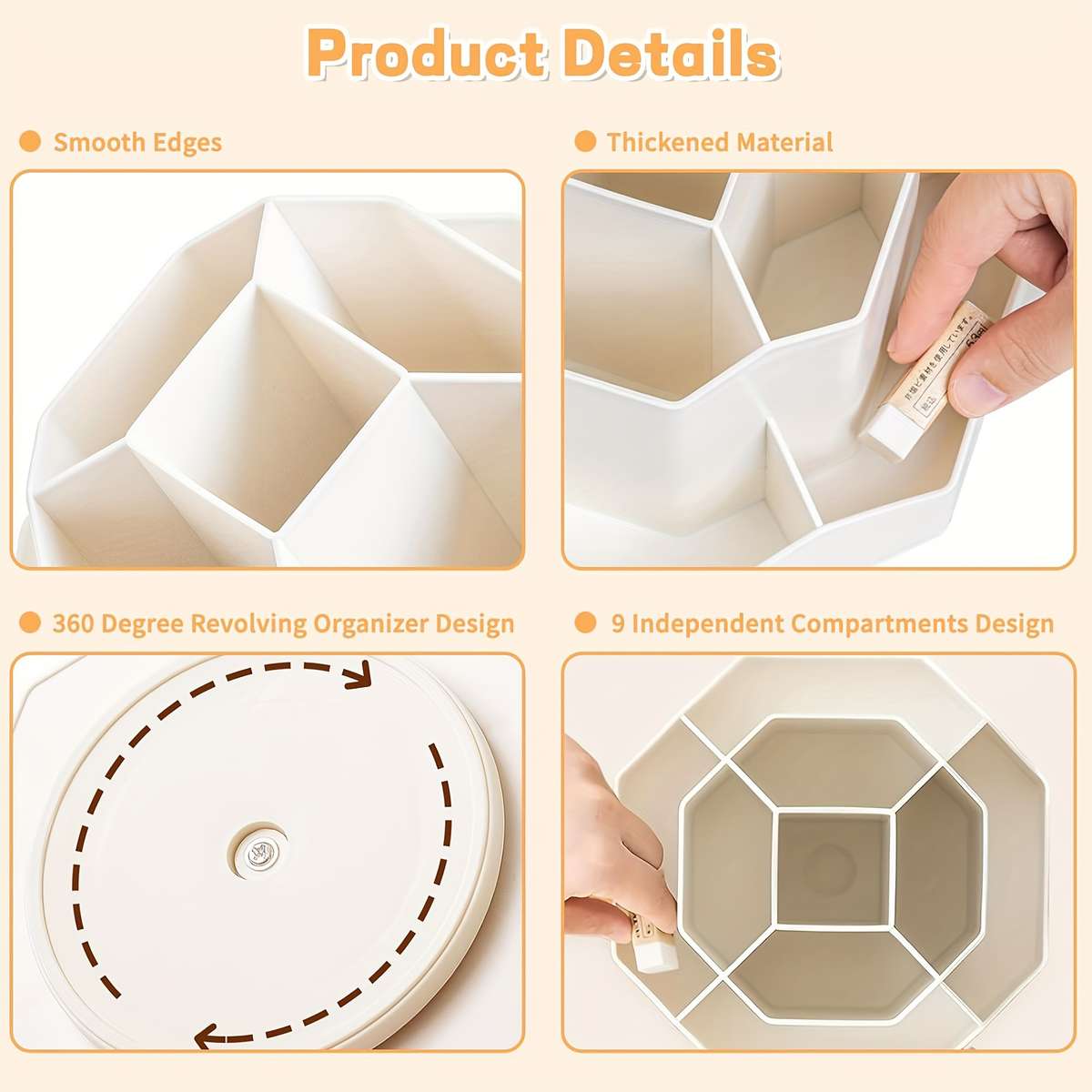 Pen Holder 9 Slots 360 Degree Rotating Desktop