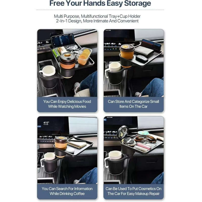 1pcs Expandable Car Cup Holder Tray 3 In 1