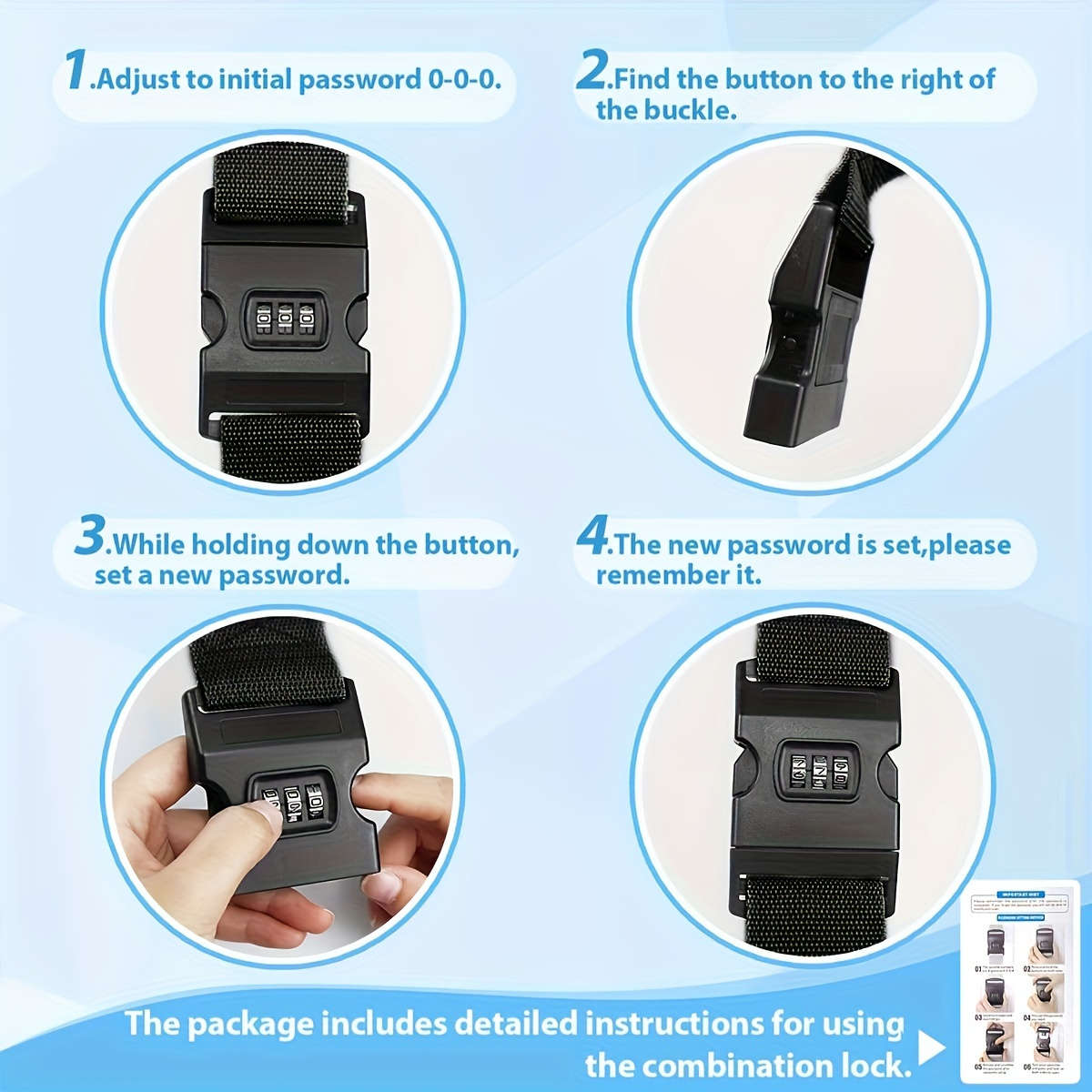 4-Pack Polypropylene Luggage Straps