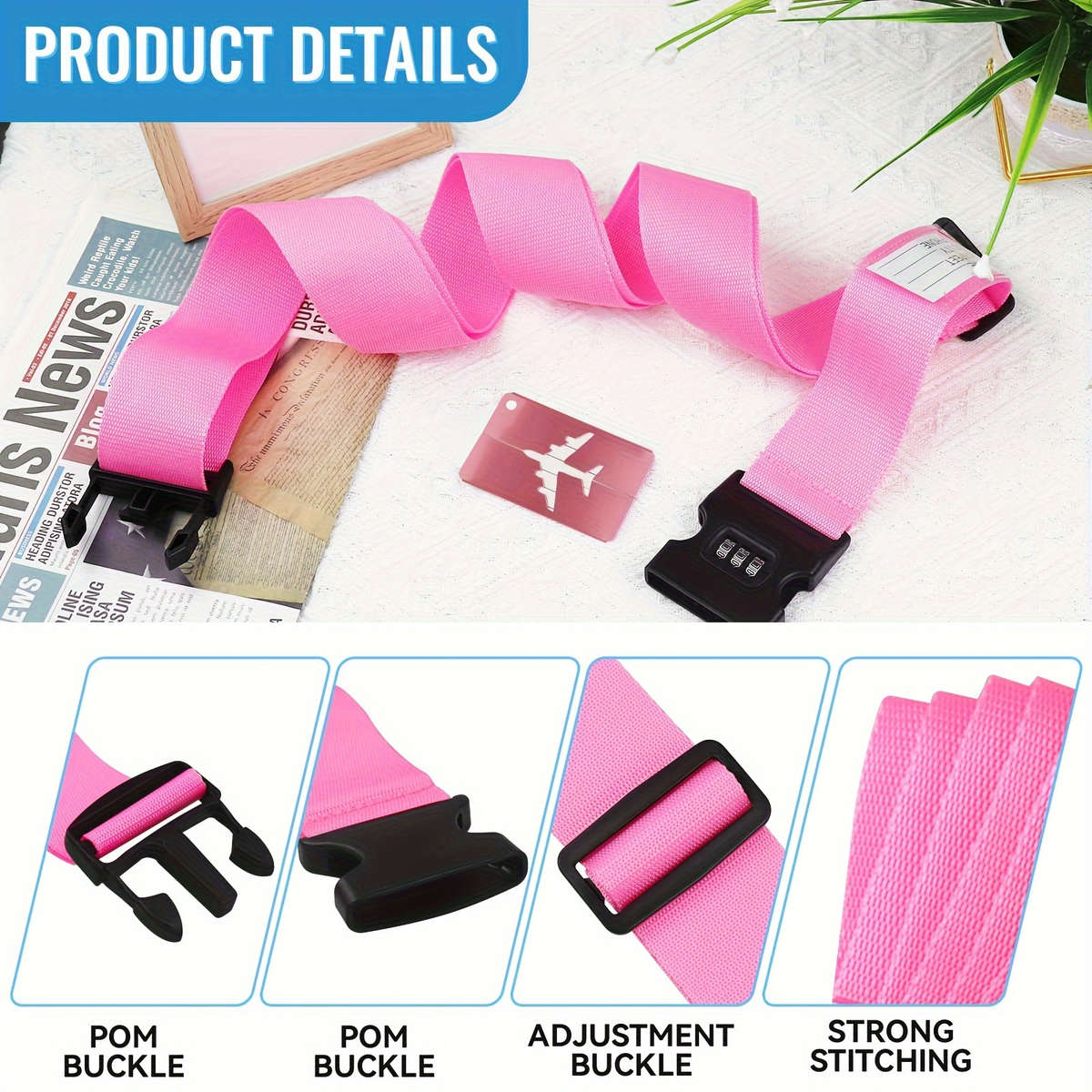 4-Pack Polypropylene Luggage Straps