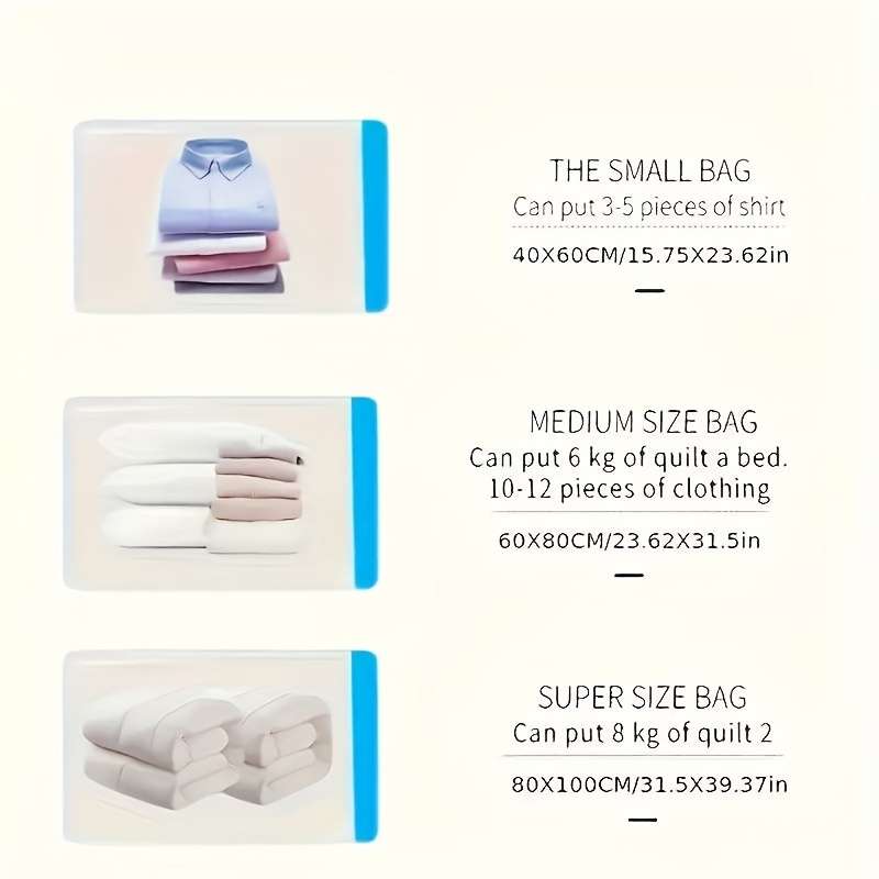 6-Pack Vacuum Storage Bags With Hand Pump