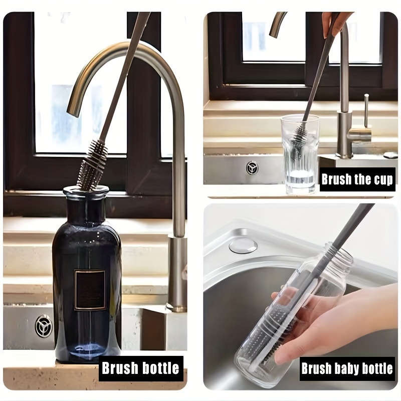 Long Handled Silicone Bottle Cleaning Brush