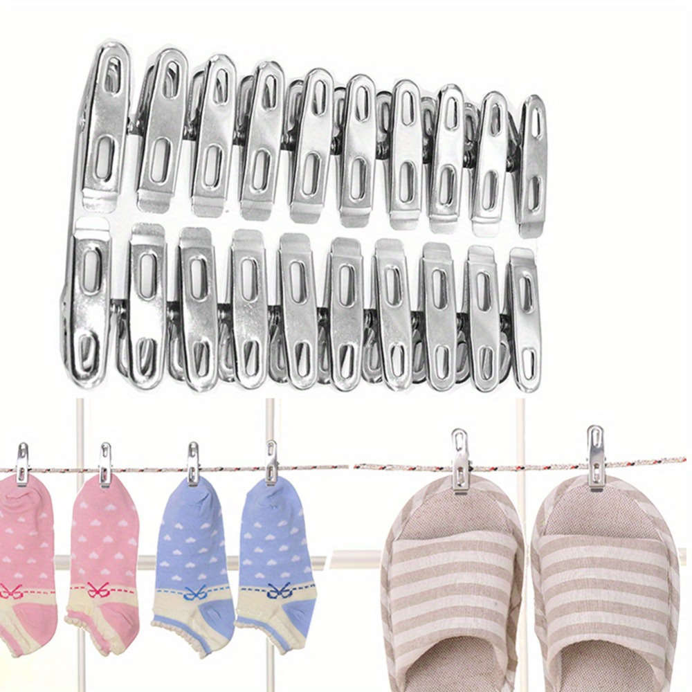 20 Pack Heavy Duty Metal Clothespins - Multi-Purpose Stainless Steel Clips for Laundry, Hanging Phot
