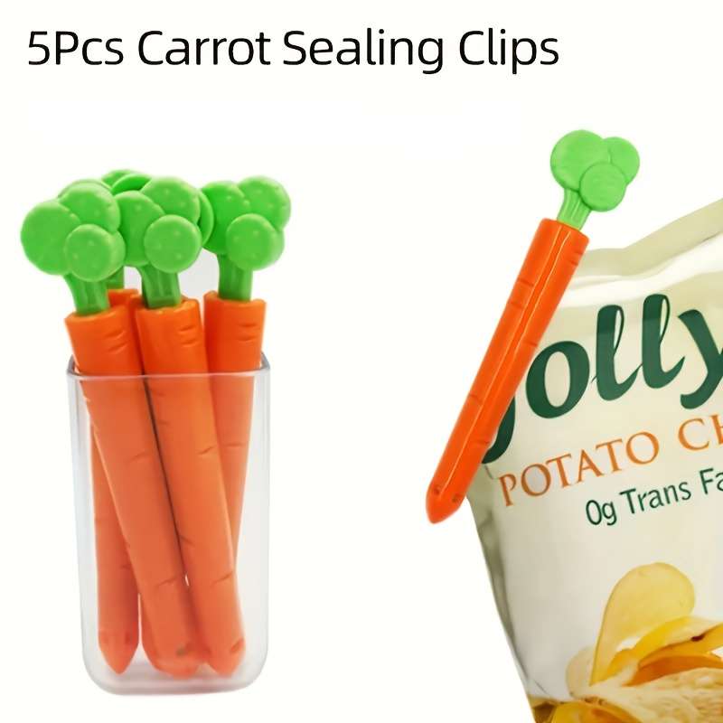 5-Pack Carrot Shape Magnetic Bag Clips