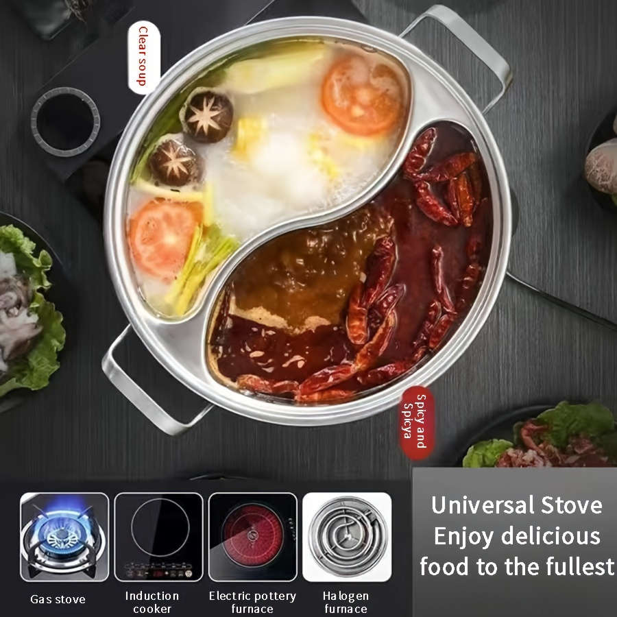 Stainless Steel Double Flavor Hot Pot With Lid