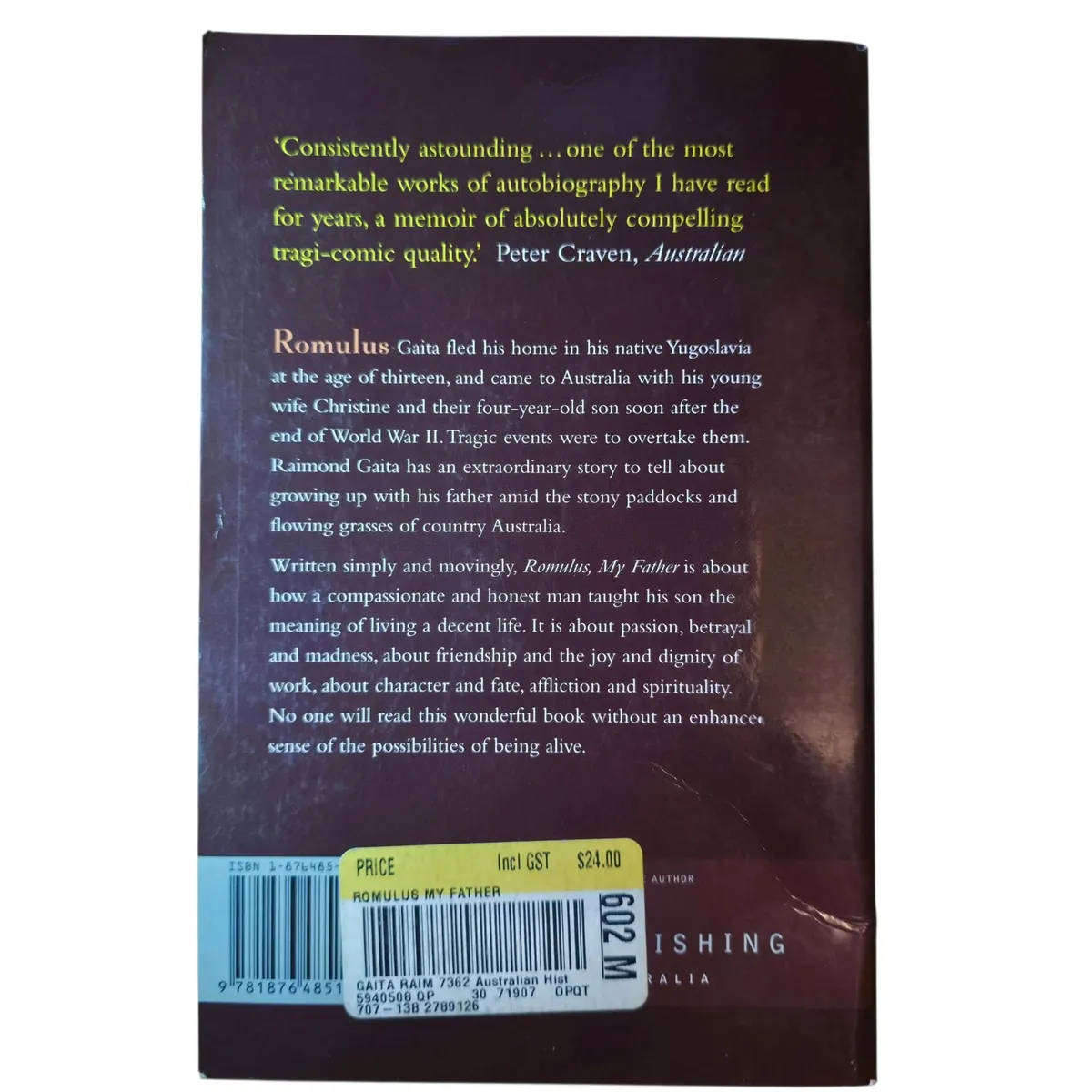 Romulus, my Father - Raimond Gaita