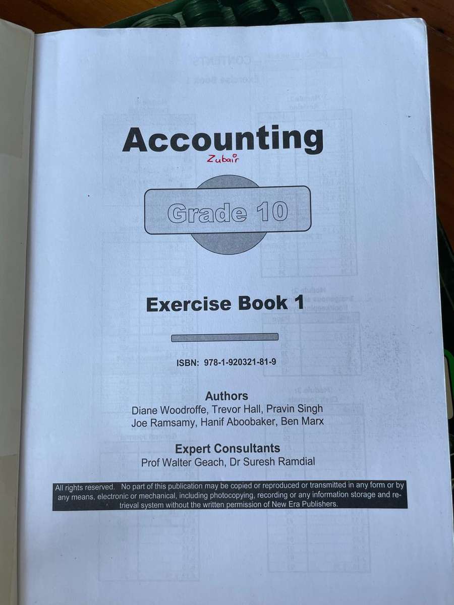 New era accounting Grade 10 Workbook 1 and 2 CAPS APPROVED ( SET OF 2 BOOKS)