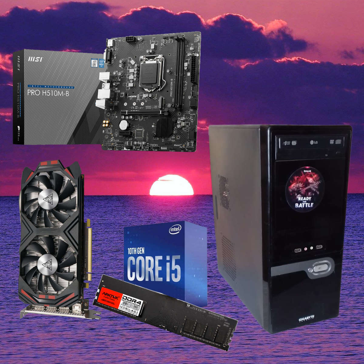 Intel i5-10500 10th-Gen Gaming PC - RX580 8GB, 16GB RAM, 120GB SSD, 1TB HDD, Windows 11, 400W PSU