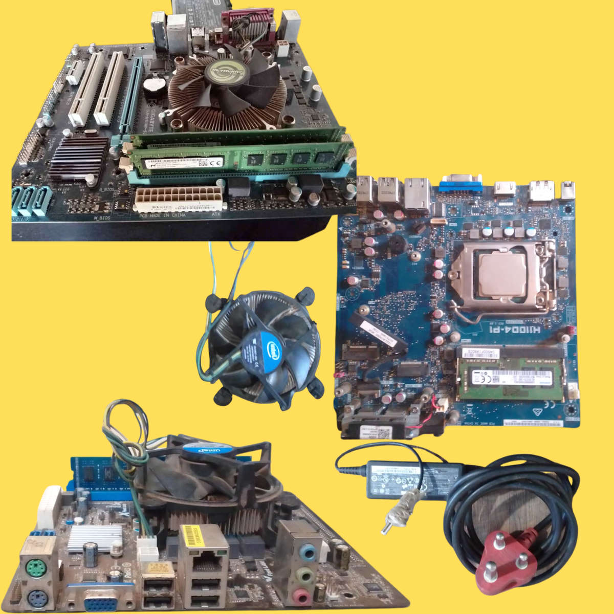 Lot of 2 Motherboards with CPUs, RAM, HDDs, Coolers Fully Functional & Lot of 8 Intel Desktop CPUs