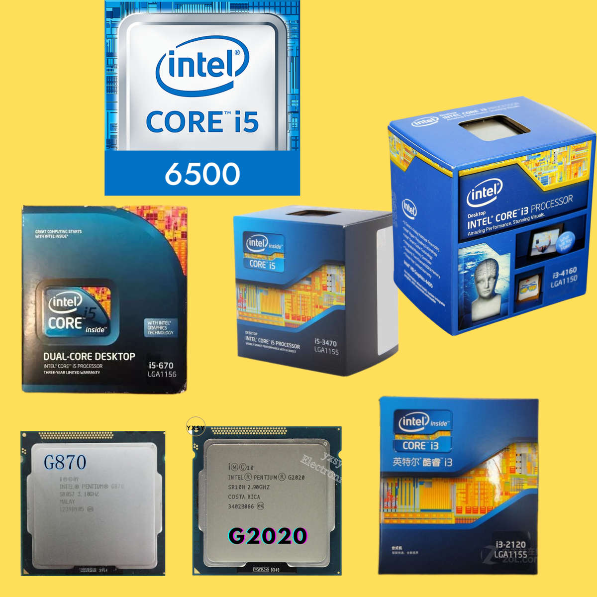 Lot of 2 Motherboards with CPUs, RAM, HDDs, Coolers Fully Functional & Lot of 8 Intel Desktop CPUs