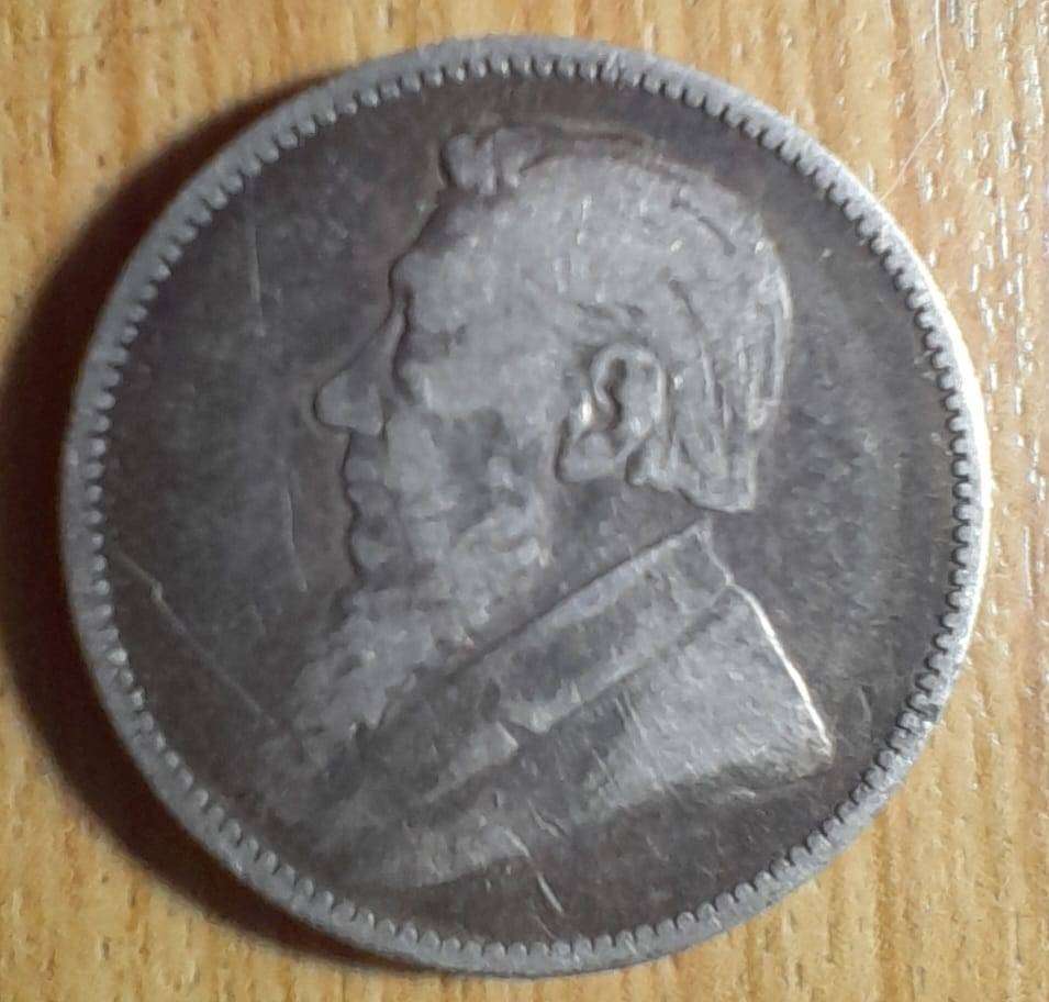 ZAR 1894 CIRCULATED SILVER 1/- COIN, 92,5% SILVER -  IN CAPSULE.