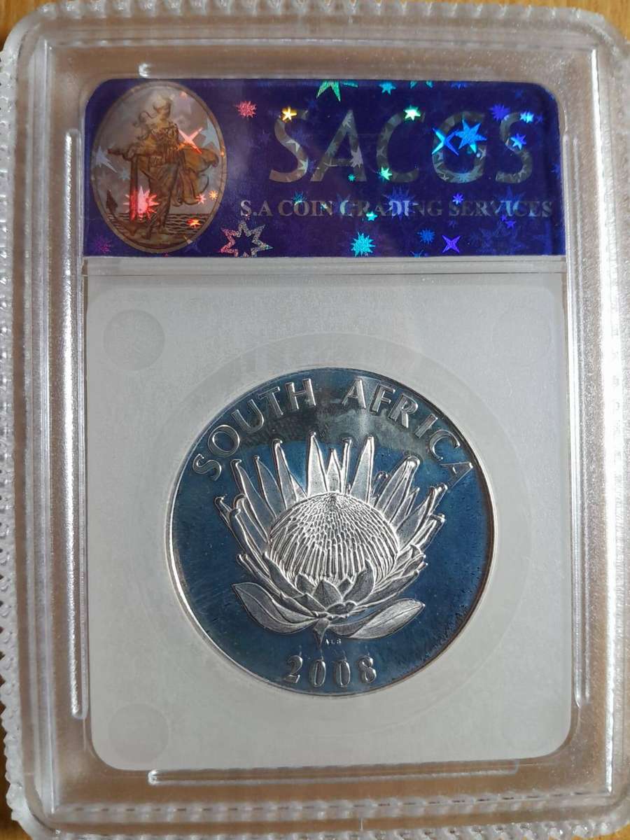 RSA 2008 GANDHI SILVER R1 GRADED SACGS MS67 PL CAMEO