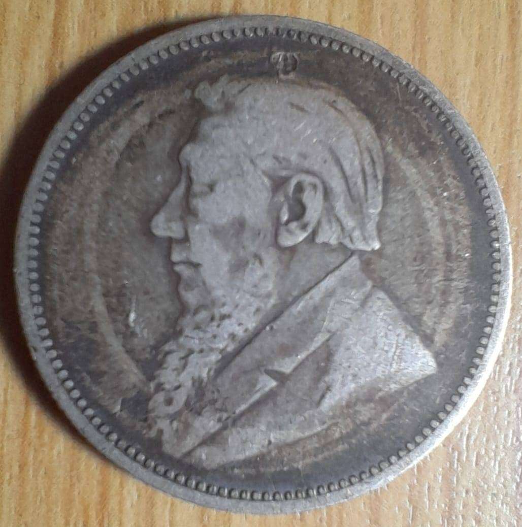 ZAR 1894 CIRCULATED SILVER 2/- COIN, 92,5% SILVER -  IN CAPSULE.
