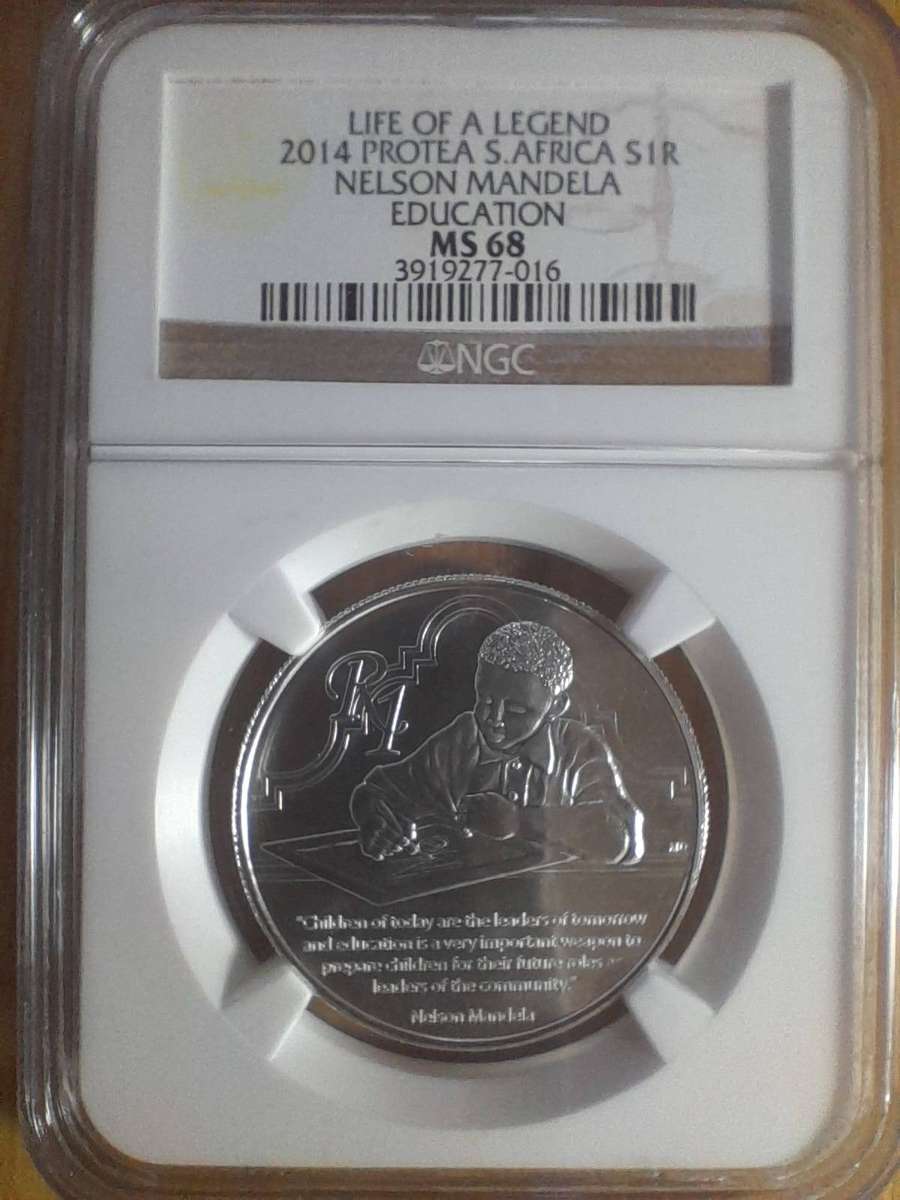 UNC 2014 NELSON MANDELA SILVER R1 - NGC GRADED MS68.