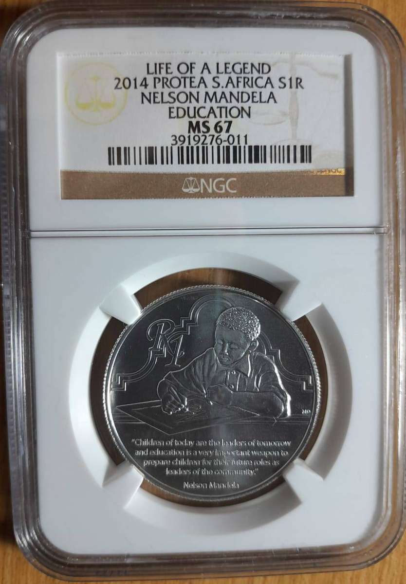 UNC 2014 NELSON MANDELA SILVER R1 - NGC GRADED MS67.