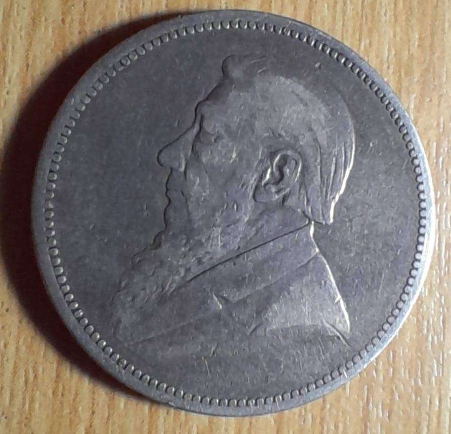 ZAR 1892 CIRCULATED SILVER 2/- COIN, 92,5% SILVER -  IN CAPSULE.