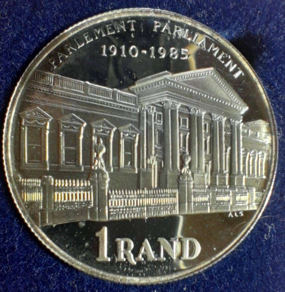 RSA 1985 PROOF SILVER R1 - IN LARGE BLUE SA MINT BOX, No CAPSULE & No CoA.