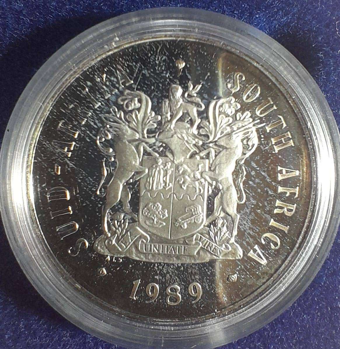 RSA 1989 PROOF SILVER R1 - IN LARGE BLUE SA MINT BOX & CAPSULE- NO CoA.