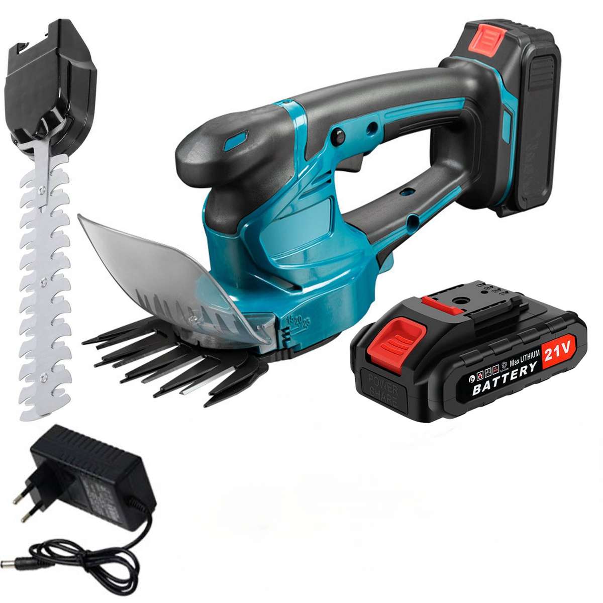 21V Cordless Hedge Trimmer Grass Shear - 1 Lithium Battery & Blades