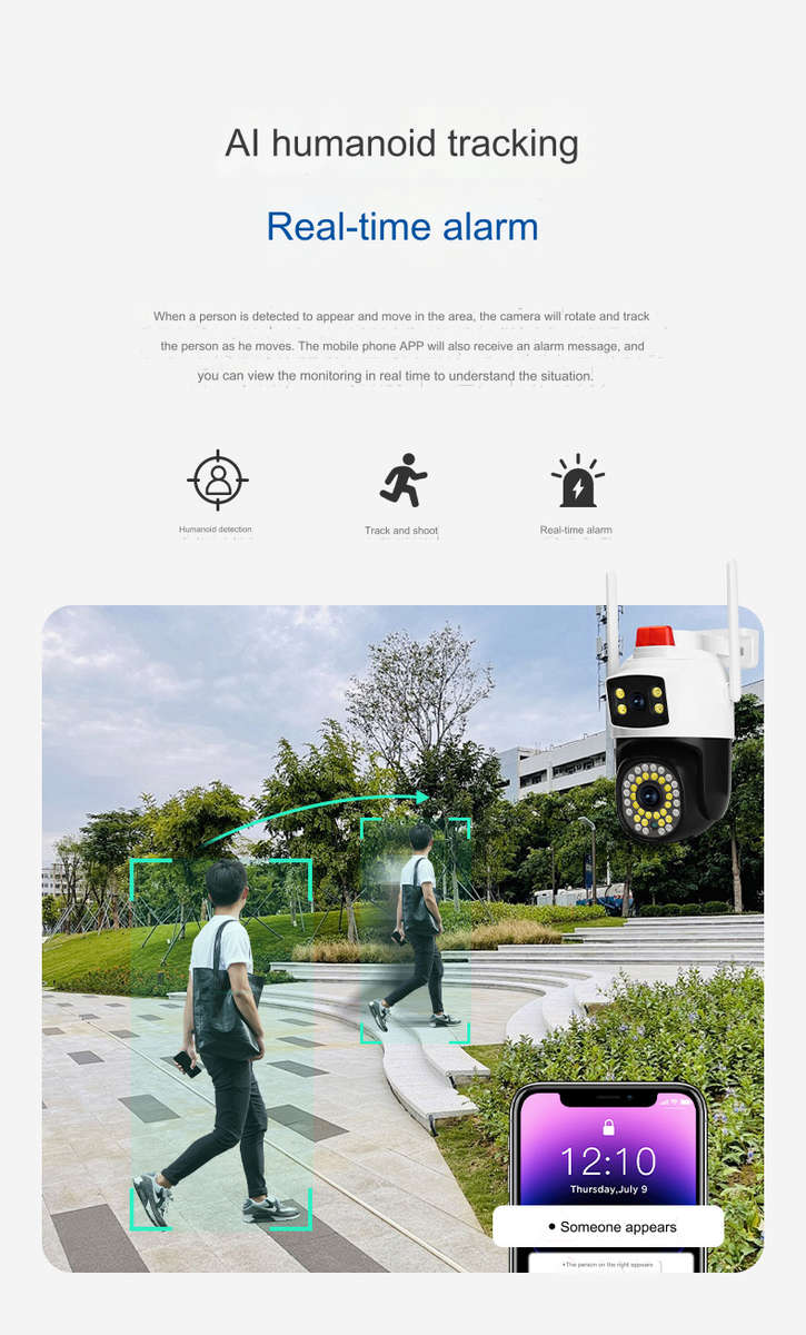 Dual Lens Dual View IR 40 LED Wireless Siren Security Camera