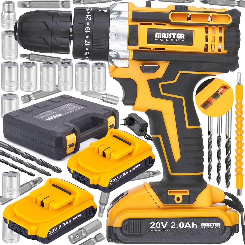 26 Pc Wireless Impact Drill Set With 2 Lithium Battery Packs, Case