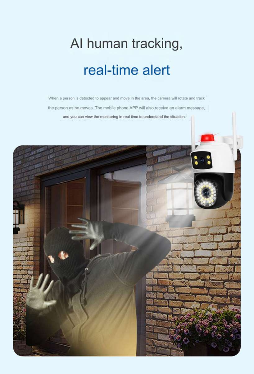 Dual Lens Dual View IR 40 LED Wireless Siren Security Camera