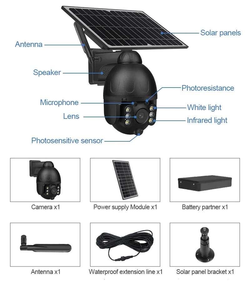 Off Grid 4G/5G Sim Operated White Heavy Duty Solar Security Camera(white)