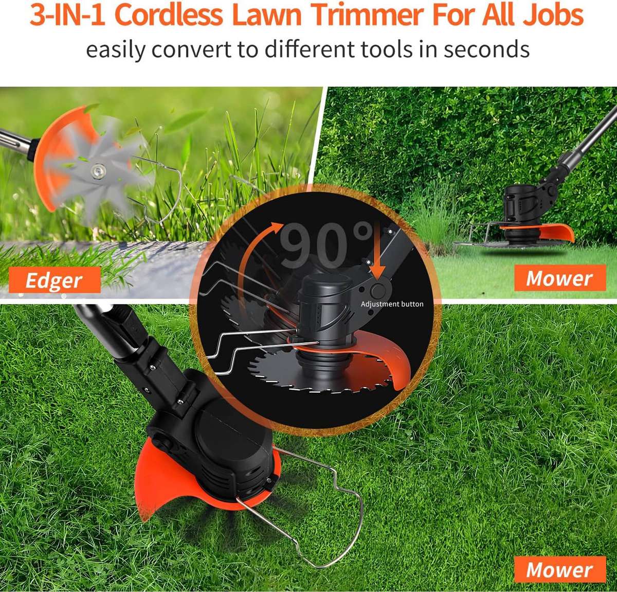 13Pc Cordless Weed / Grass Cutter Hedge Trimmer With 2 x Batteries