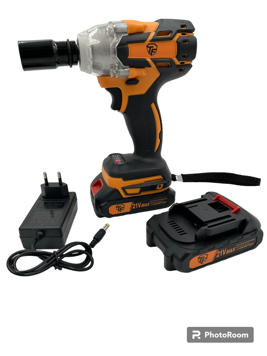 6 Pc Wireless Impact Wrench Set With 2 Lithium Battery Packs and Case