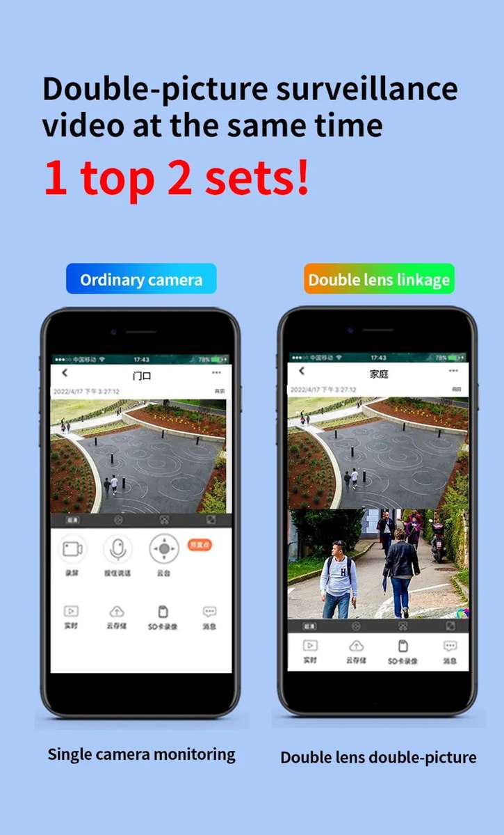 44LED Night Vision Dual View HD Wireless Network Security Camera