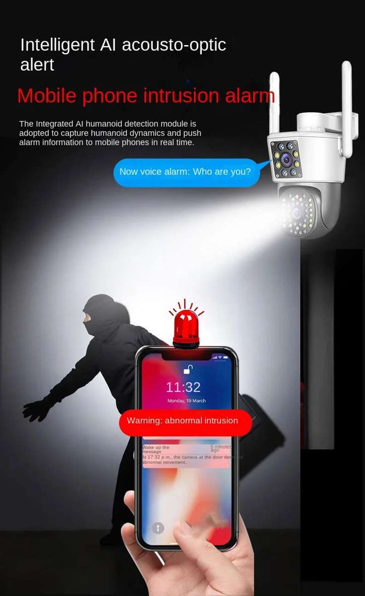 44LED Night Vision Dual View HD Wireless Network Security Camera