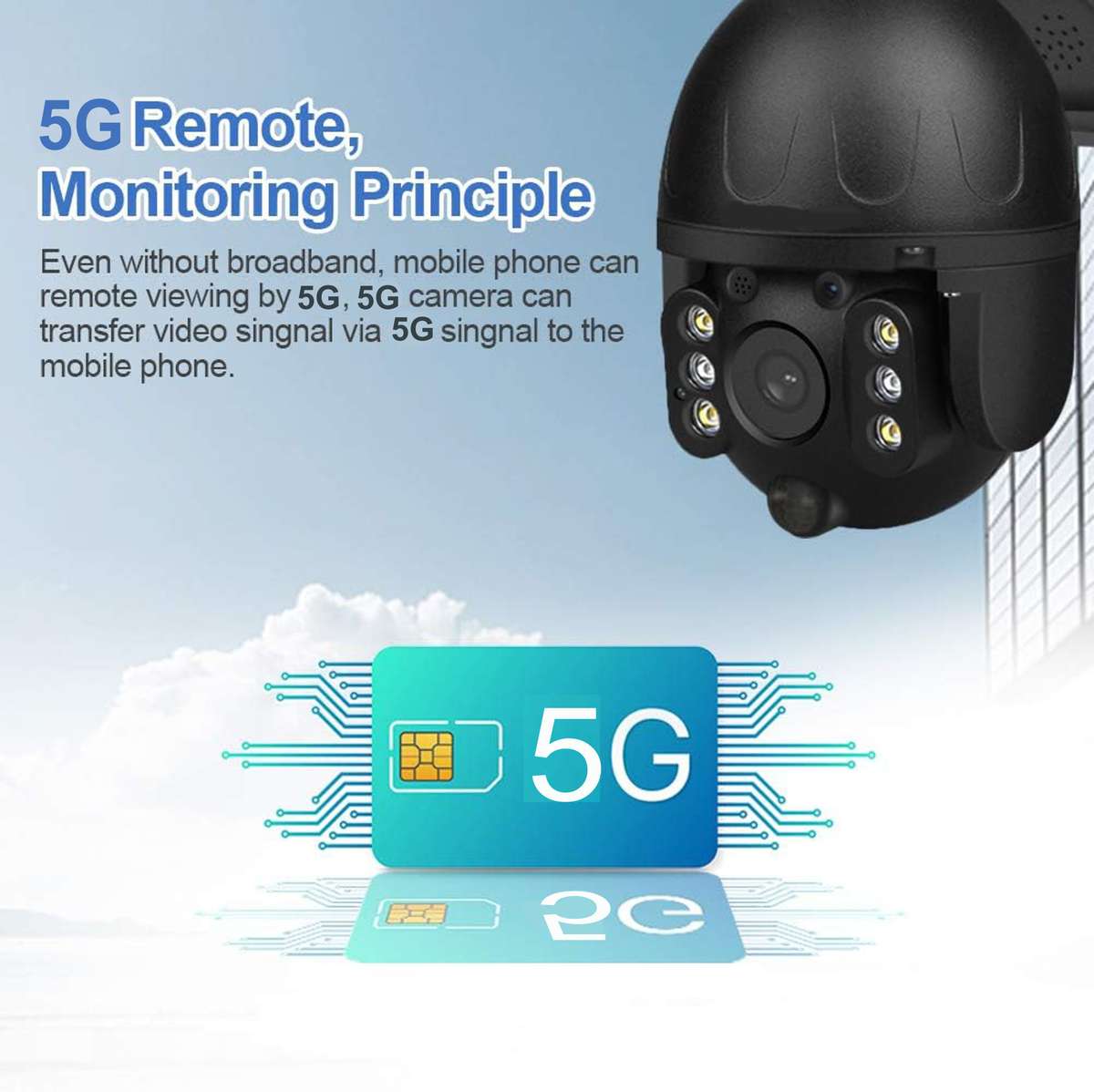 Off Grid 4G/5G Sim Operated White Heavy Duty Solar Security Camera(white)