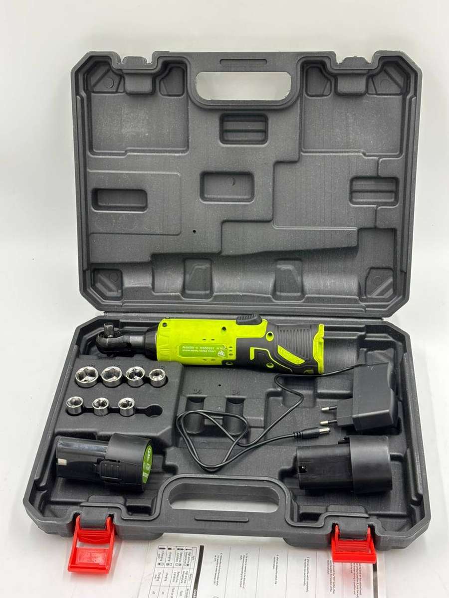 Cordless Power Ratchet Wrench Set With 2 Battery Packs, 7 Sockets