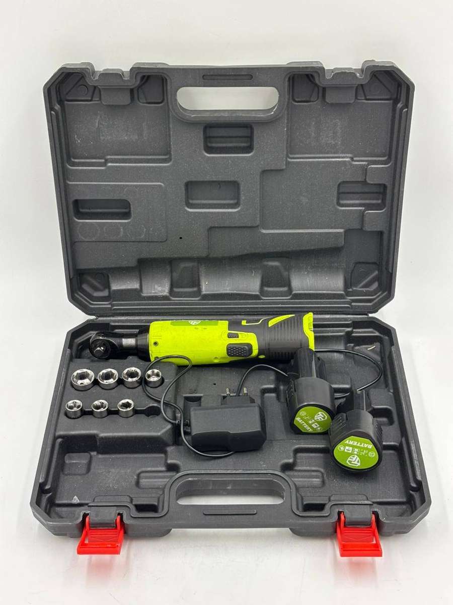 Cordless Power Ratchet Wrench Set With 2 Battery Packs, 7 Sockets