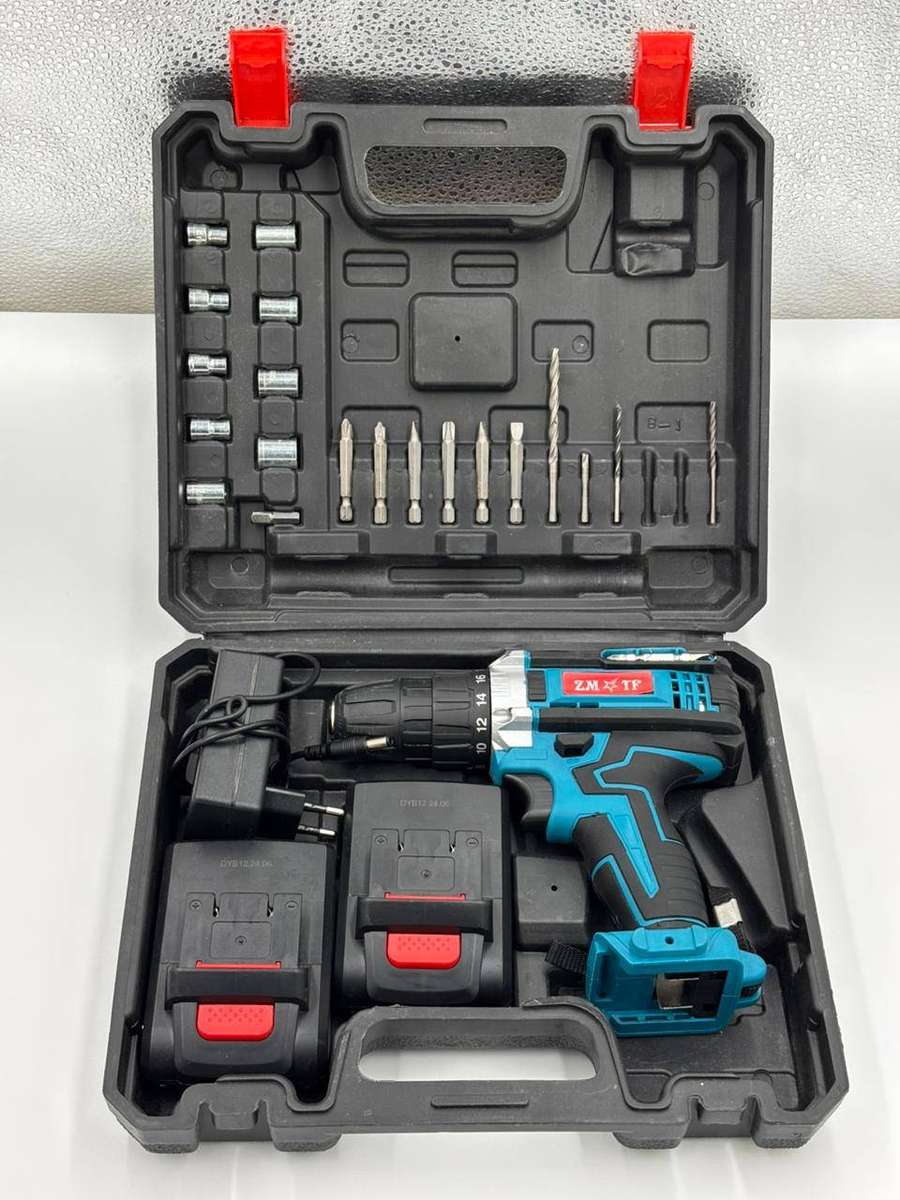 30 Piece Wireless Drill Set With 2 Lithium Ion Battery Packs, Case