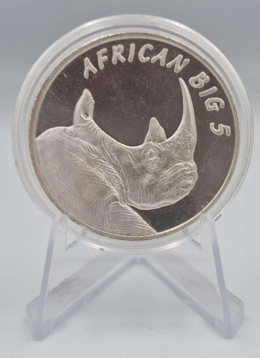 African Big 5 Rhino Silver coin