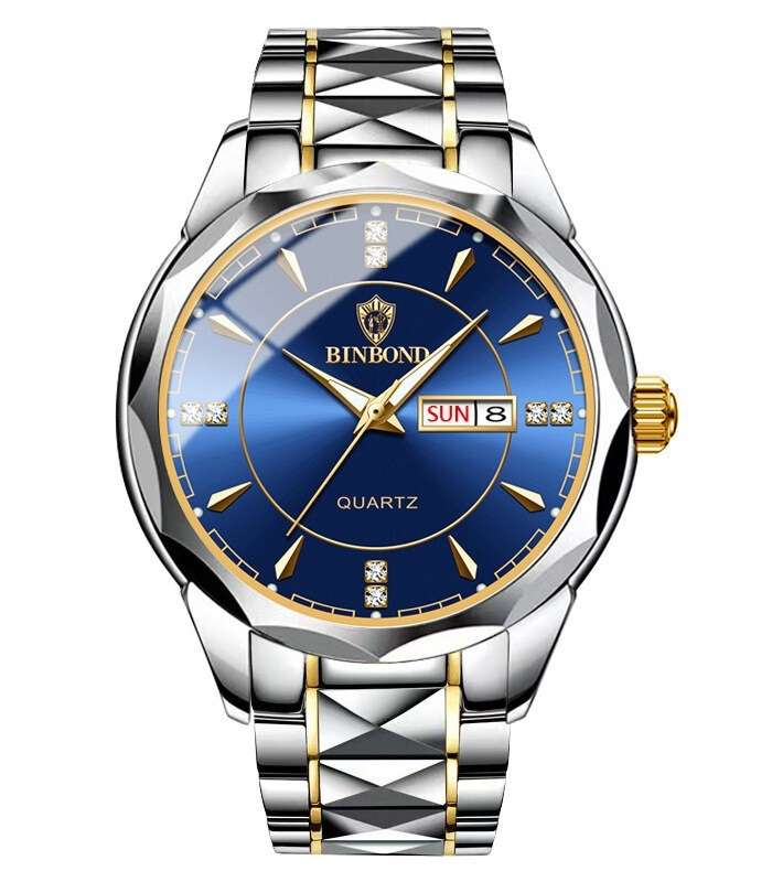 B5552 WaterProof Tungsten Steel BinBond Watch(Inter-Gold-Blue)