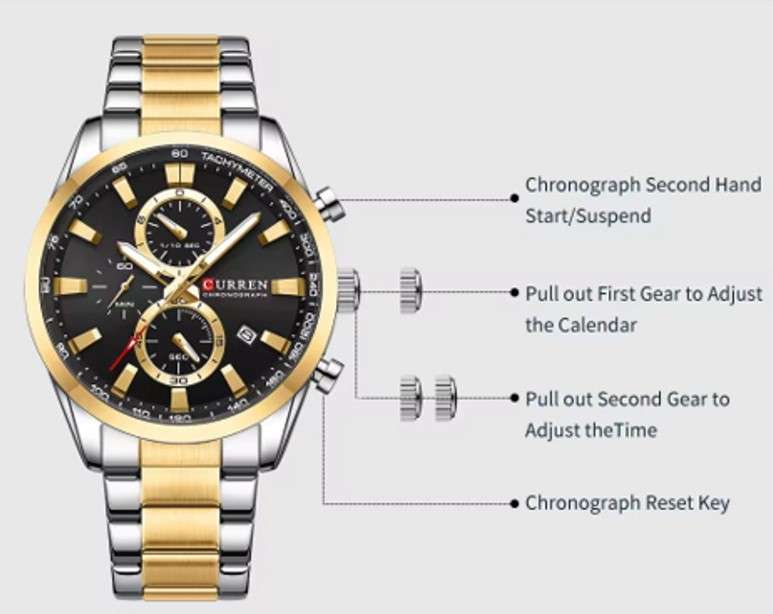 Curren Chronograph Watch (Gold-Black)