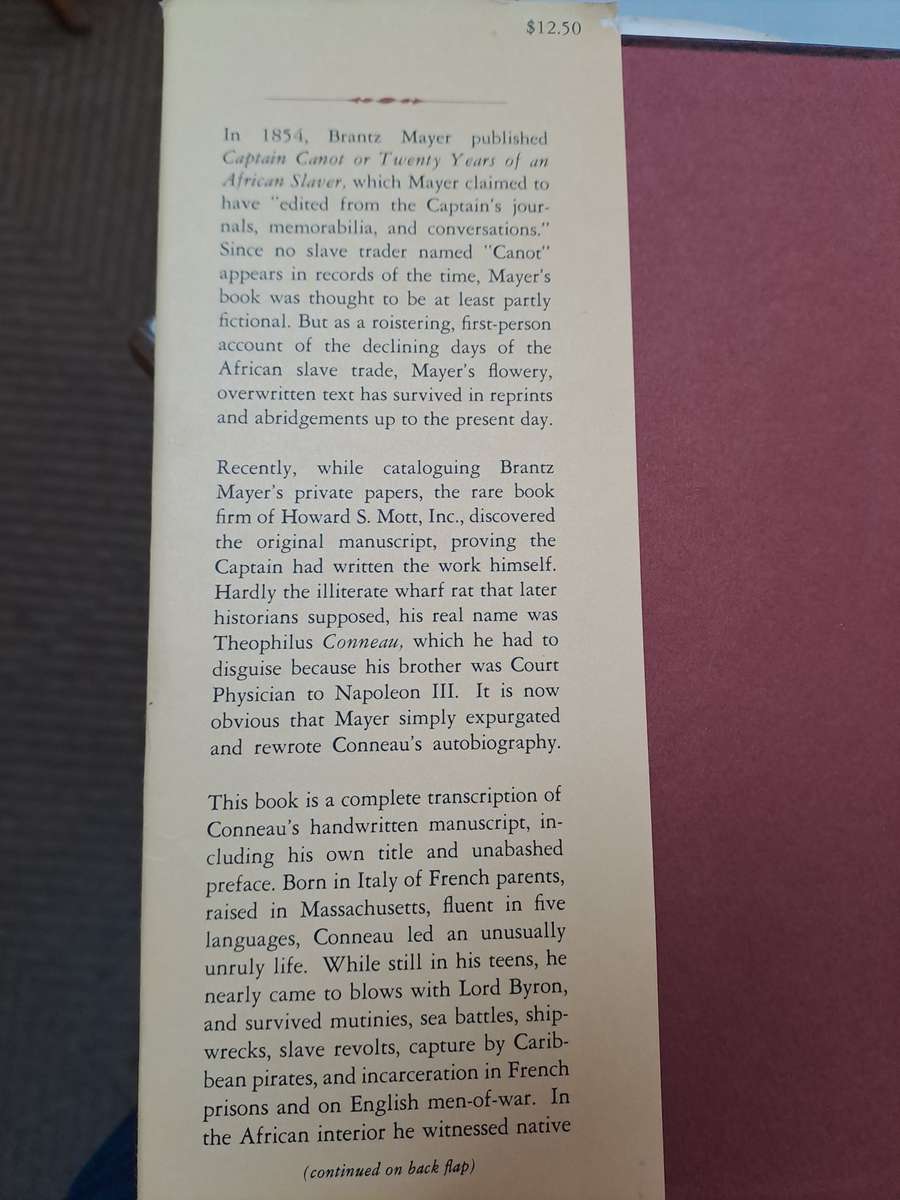 A SLAVER'S LOG BOOK OR 20 YEARS RESIDENCE IN AFRICA. By Captain Theophilus Conneau