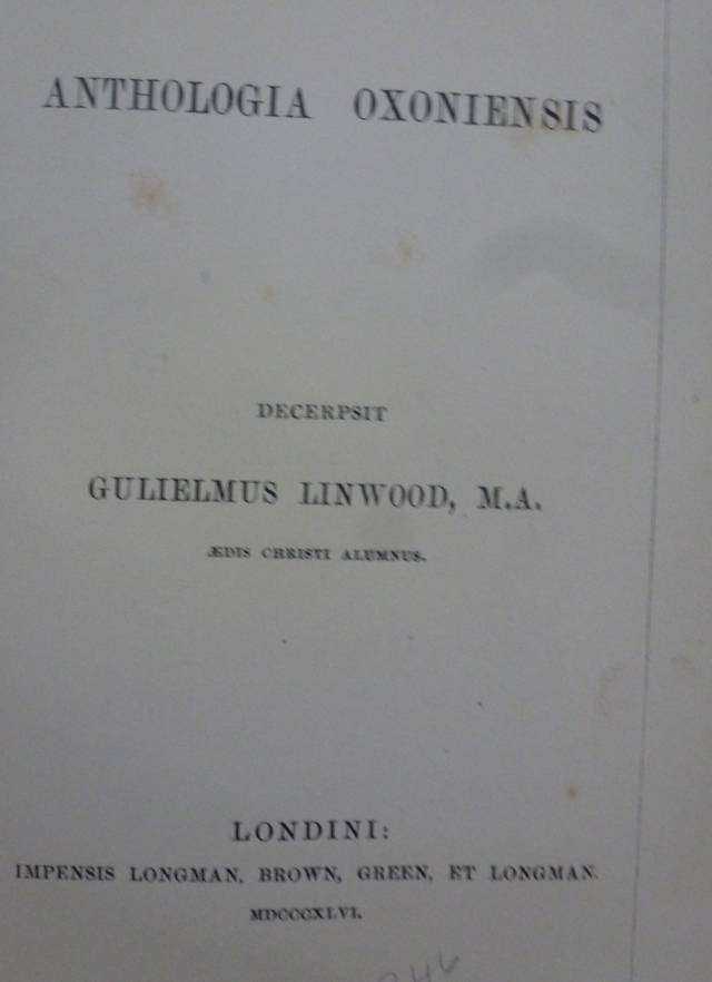 ANTHOLOGIA OXONIENSIS (1846)