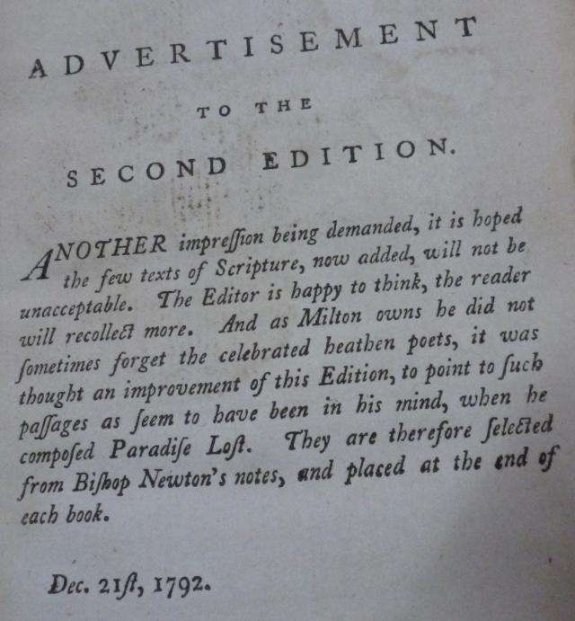 MILTON'S PARADISE LOST.  -  SCARCE  2ND EDITION. (John Milton)