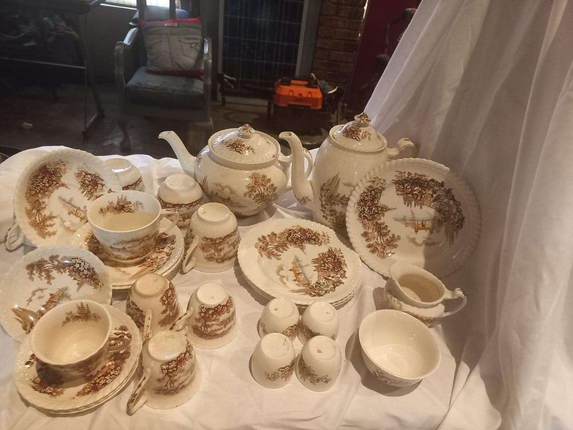 Vintage Johnson Bros Castle On The Lake  Tea and Coffee set