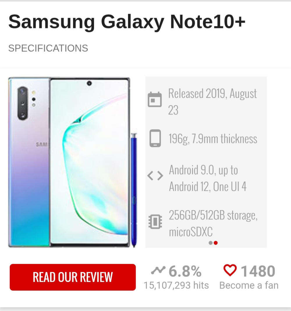 Samsung Note 10 plus 256gb