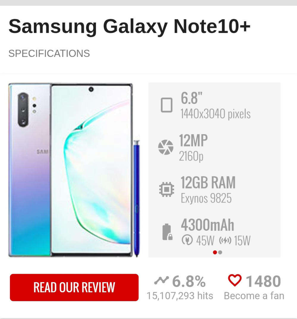 Samsung Note 10 plus 256gb