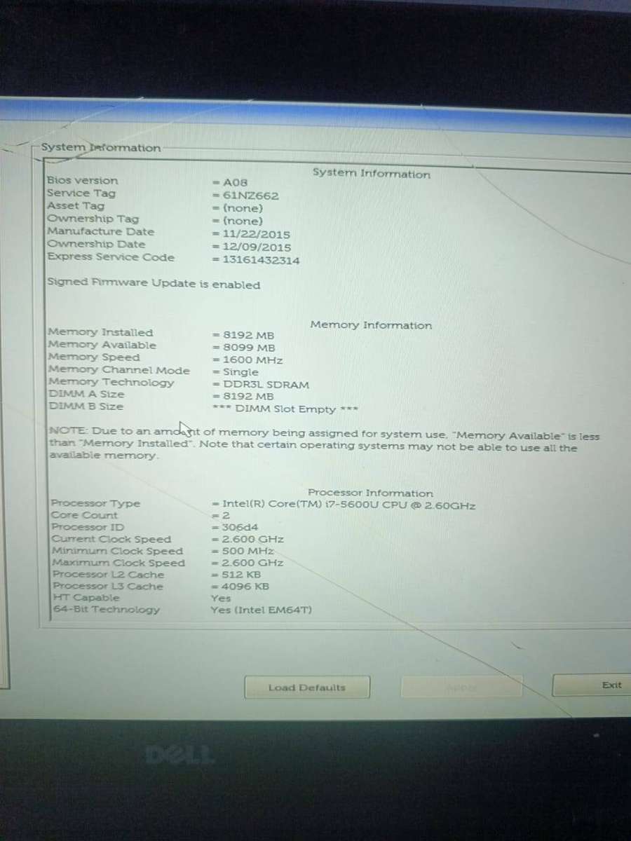 DELL LATITUDE E5570 CORE i5 6TH GEN